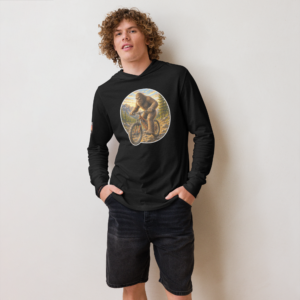 Bigfoot Mountain Bikin' hooded long-sleeve tee