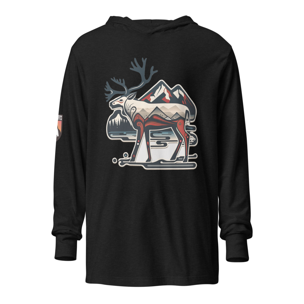 Haida-inspired Mountain Caribou hooded long-sleeve tee