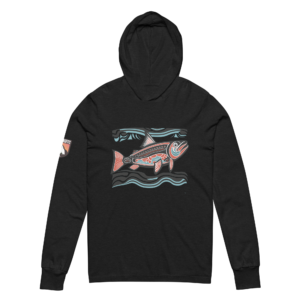 Haida-inspired Bull Trout hooded long-sleeve tee