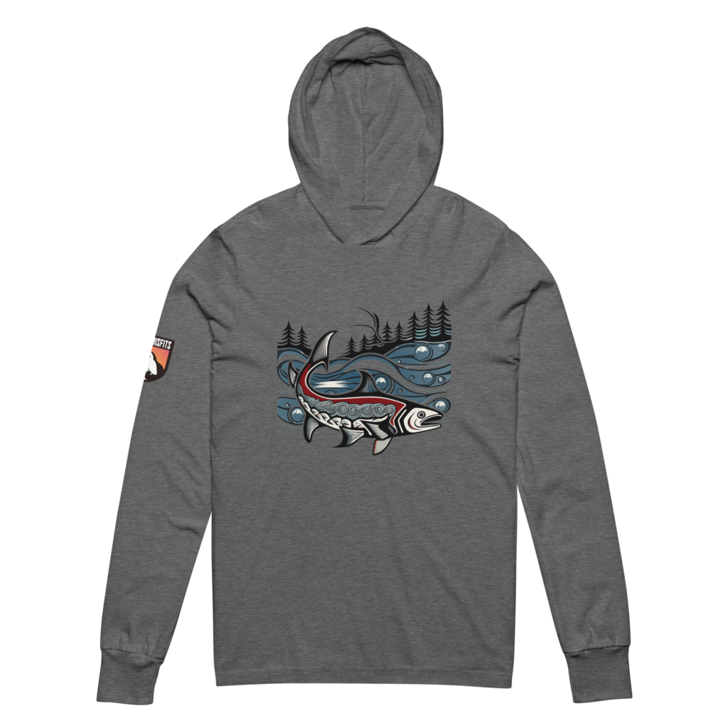 Haida-inspired Redband Rainbow Trout hooded long-sleeve tee