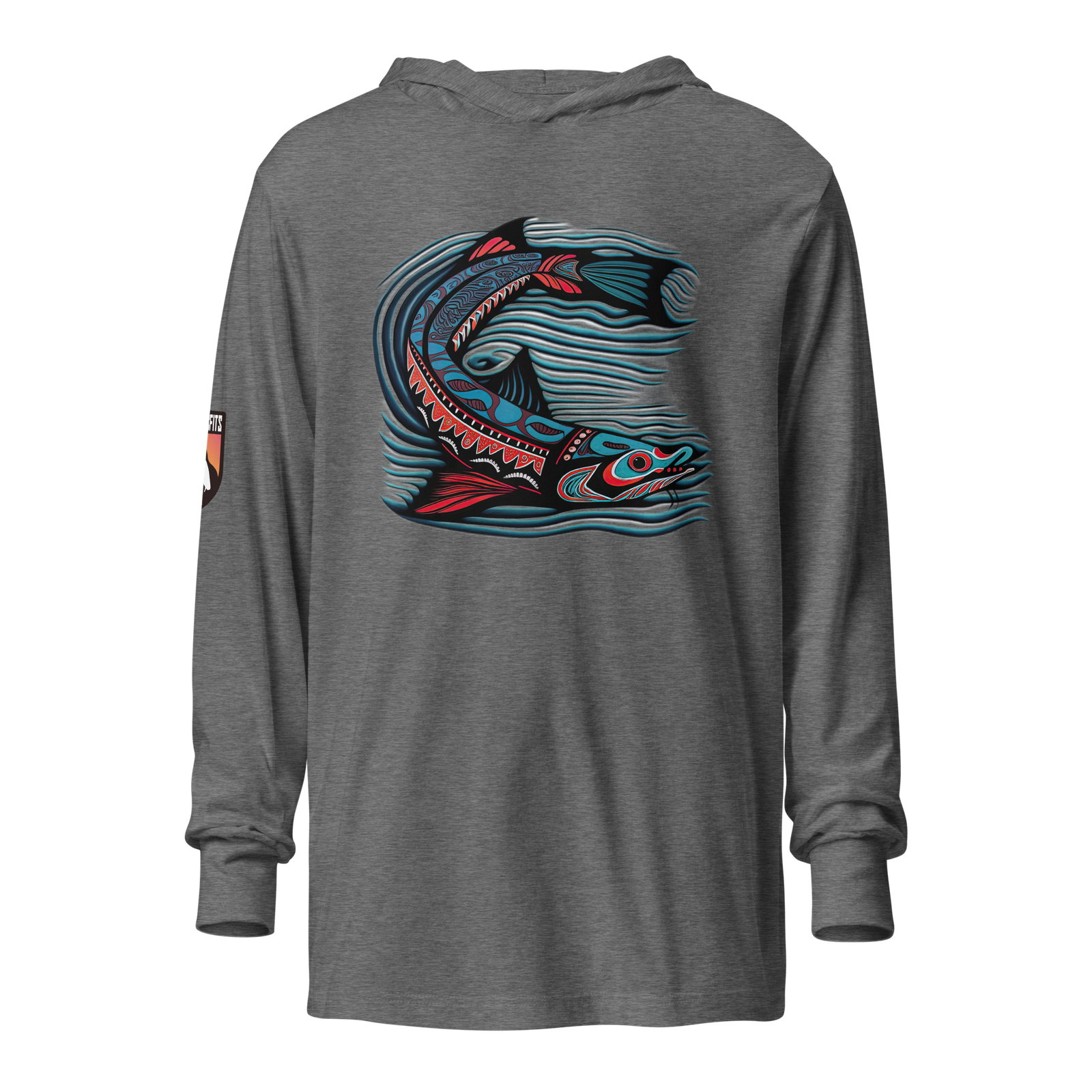 Haida-inspired White Sturgeon hooded long-sleeve tee - Image 6