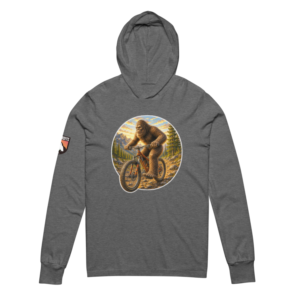 Bigfoot Mountain Bikin' hooded long-sleeve tee