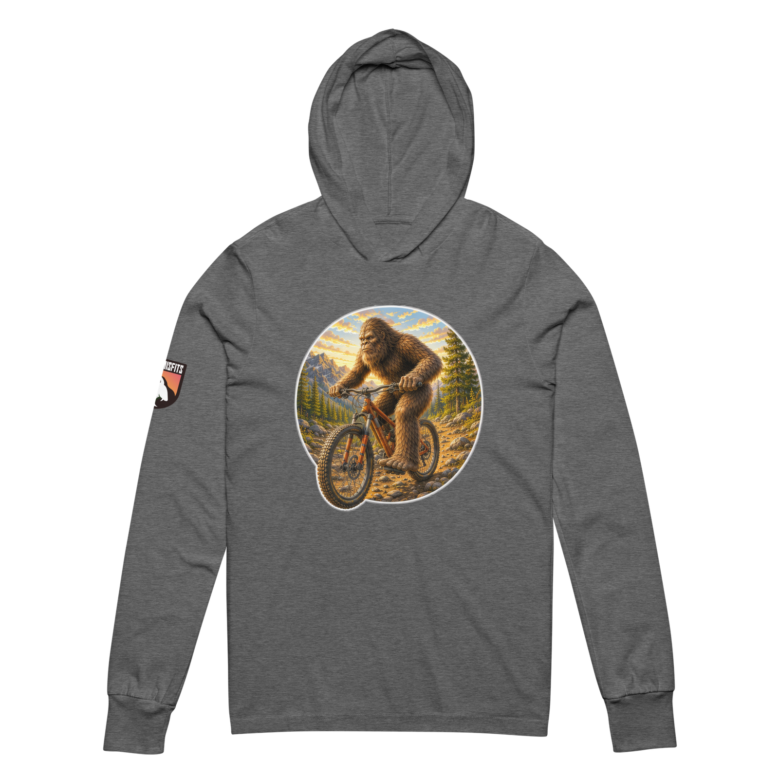 Bigfoot Mountain Bikin' hooded long-sleeve tee