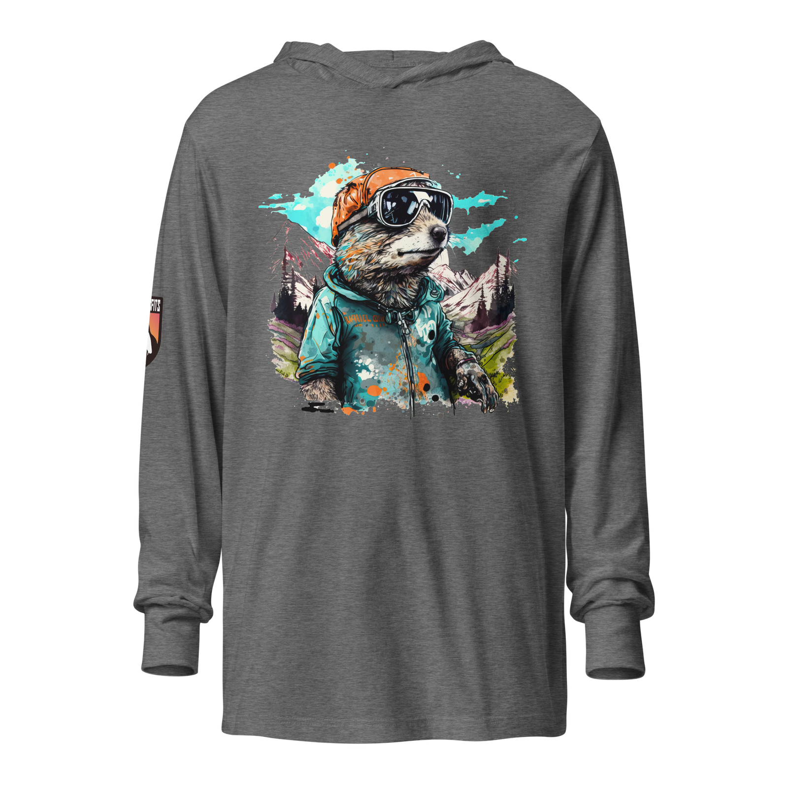 Hipster Marmot hooded long-sleeve tee