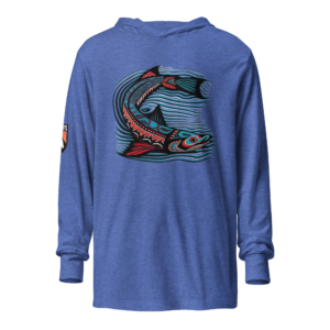 Haida-inspired White Sturgeon hooded long-sleeve tee