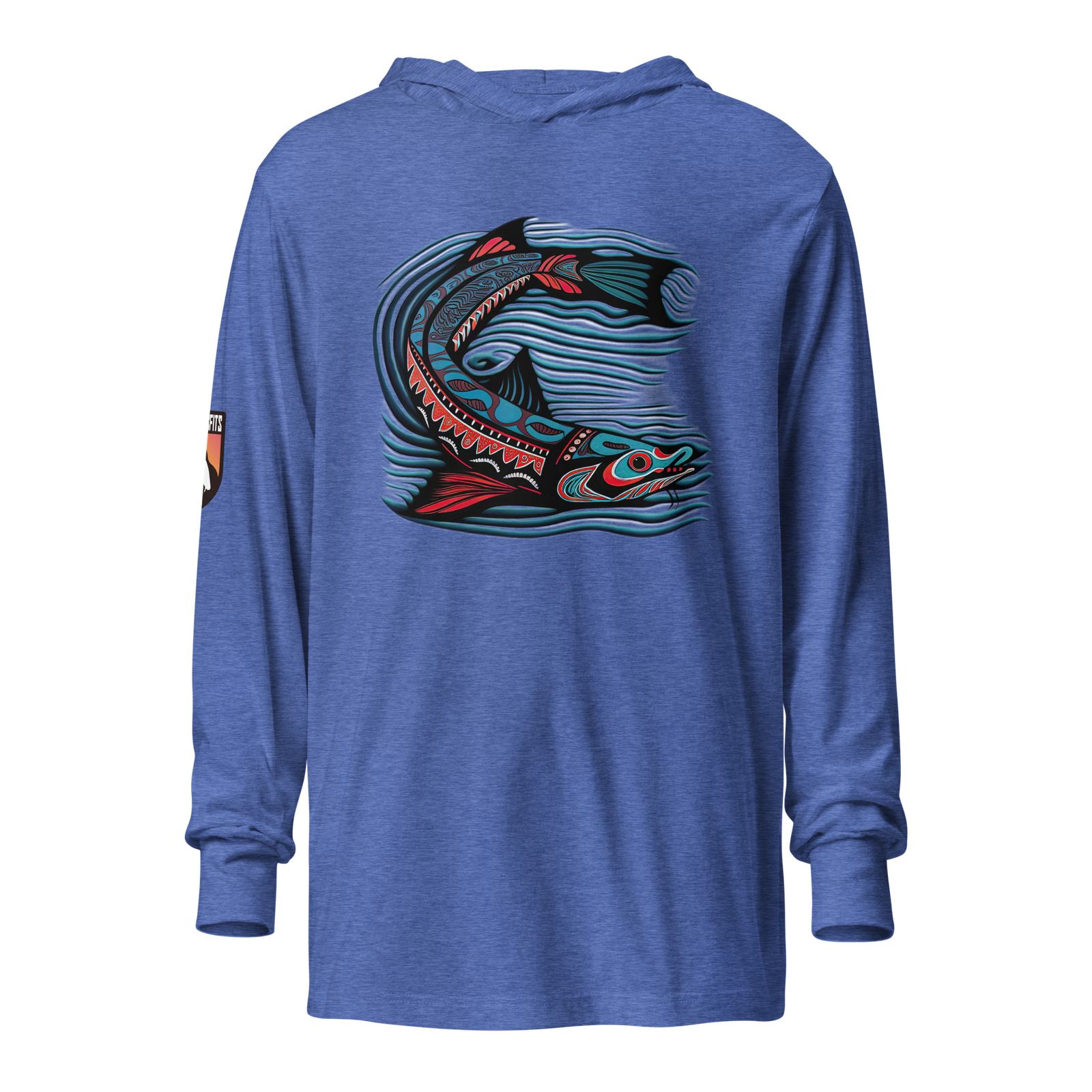 Haida-inspired White Sturgeon hooded long-sleeve tee